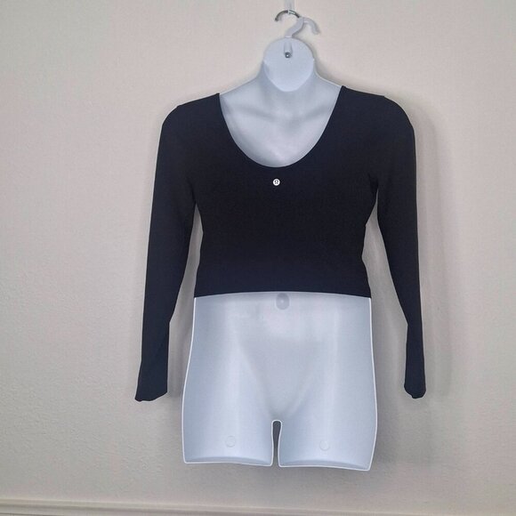 Lululemon Align Long Sleeve Crop Top Sz 12 Sporty Gym Workout Yoga Athleisure - Picture 5 of 10